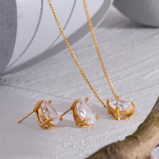 Conjunto Collar y Pendientes Punto de Luz