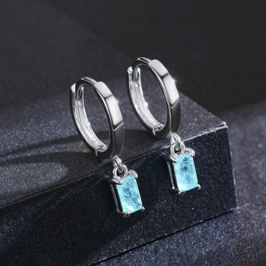 Pendientes de Plata de Aro con Colgante Turmalina Paraíba Azul